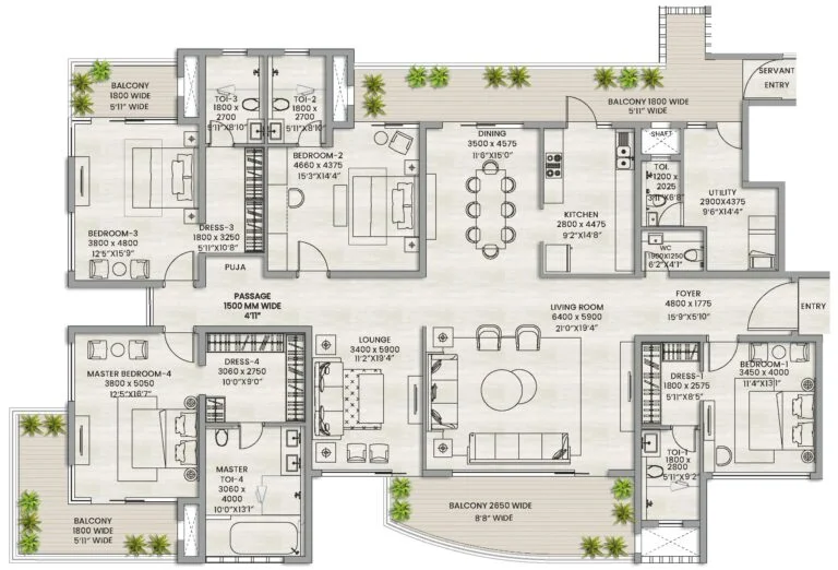 ELDECO Terra and Sol 4BHK Floor Plan Type 2
